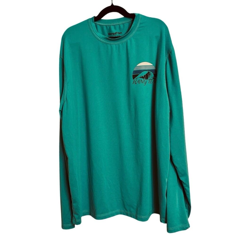 Hang Ten Aquamarine UPF 50 sunscreen protection long sleeve tee shirt men Small